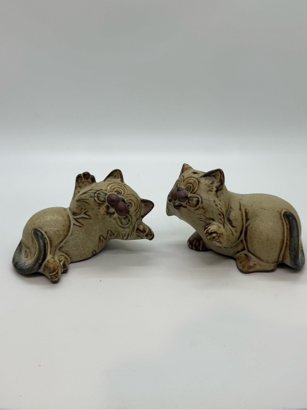 Vintage Japan Ceramic Lounging Cat Salt & Pepper Shakers - 1970’s